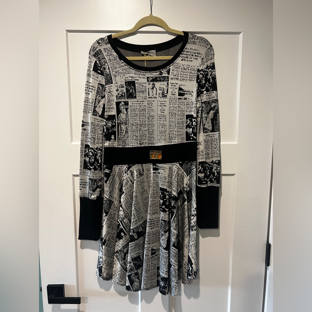 Black and White Newspaper Print Dress